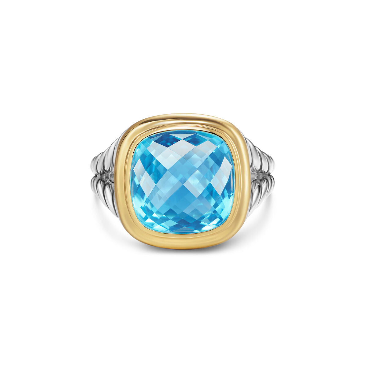 Albion® Ring in Sterling Silver with 18K Yellow Gold and Blue Topaz, 11mm