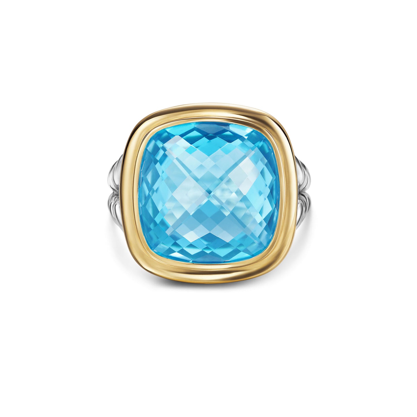 Albion® Ring in Sterling Silver with 18K Yellow Gold and Blue Topaz, 15mm