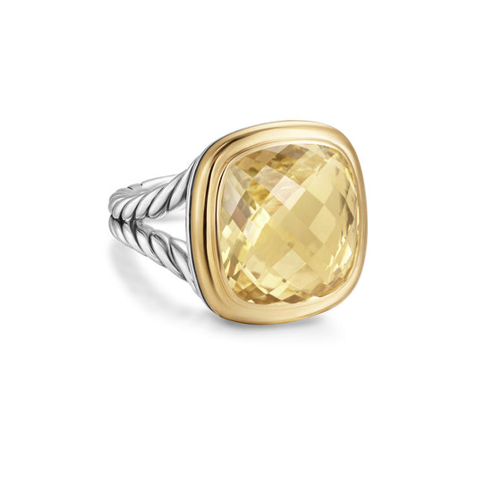 Albion® Ring in Sterling Silver with 18K Yellow Gold and Champagne Citrine, 15mm