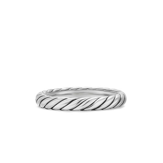 Cable Band Ring in Sterling Silver, 3.4mm