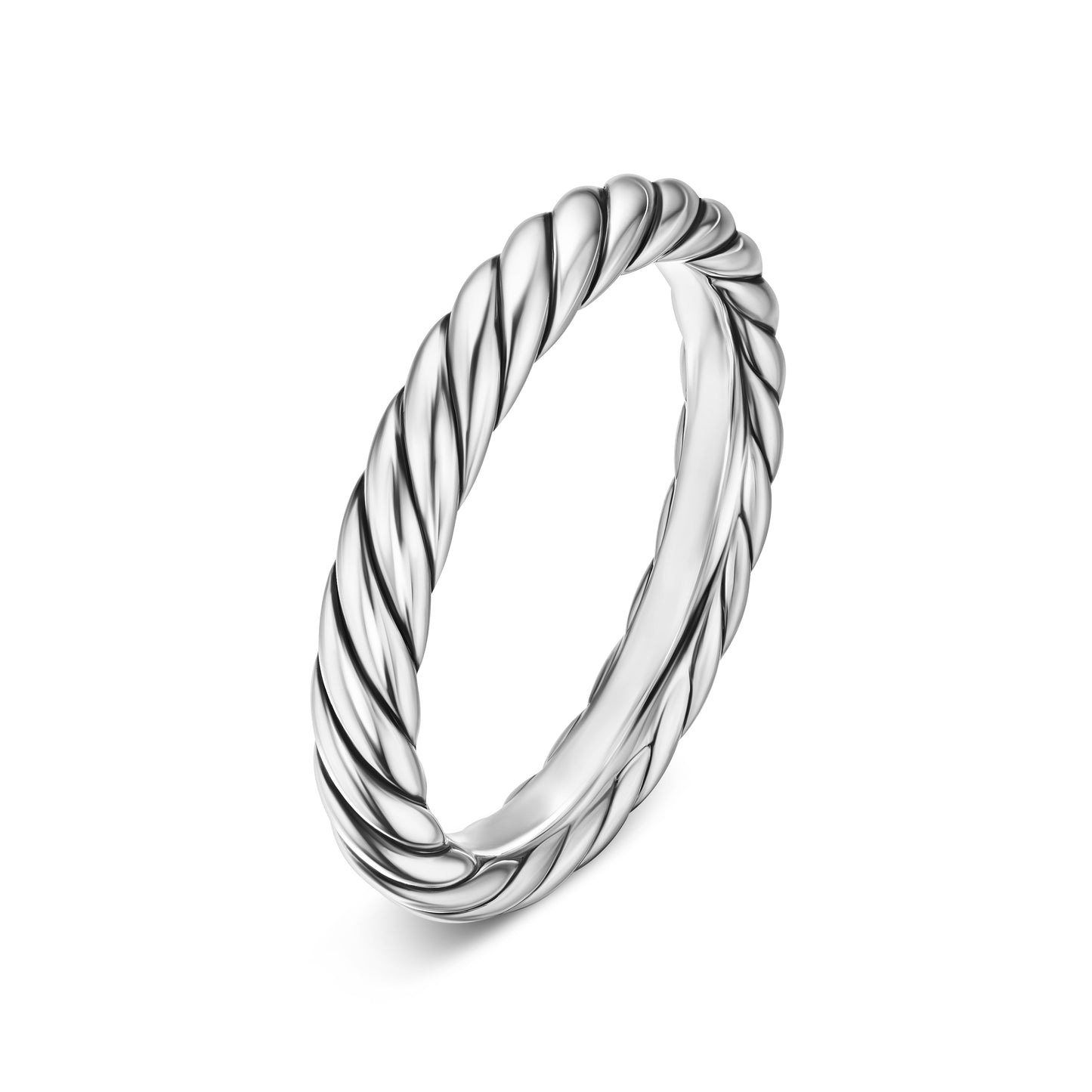 Cable Band Ring in Sterling Silver, 3.4mm