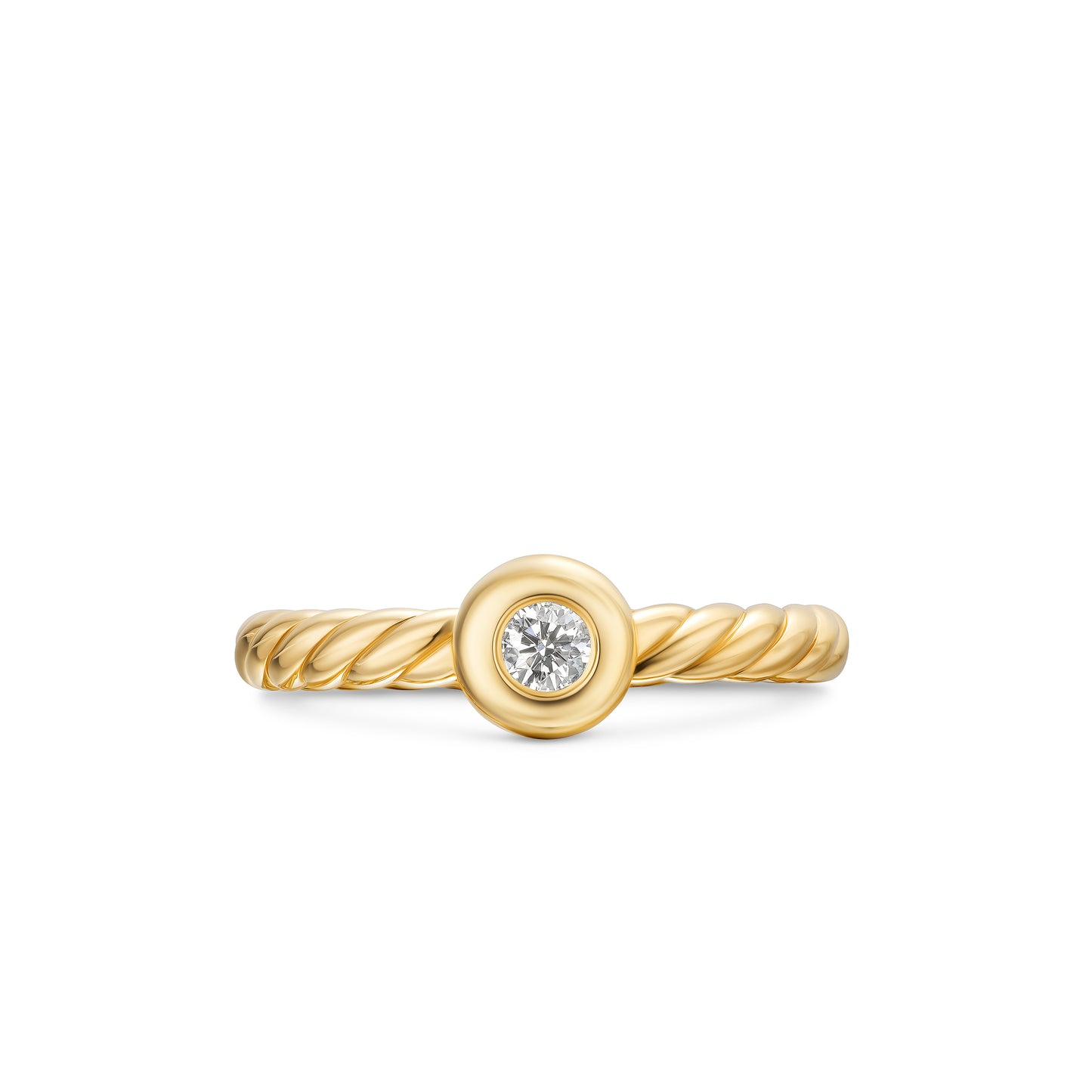 Petite Cable Ring in 18K Yellow Gold with Center Diamond, 2.8mm