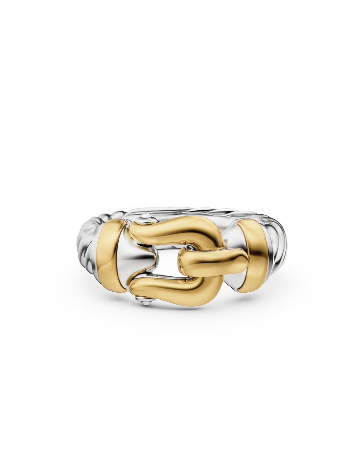 Cable Flex Buckle Bracelet in Sterling Silver with 14K Yellow Gold, 4mm