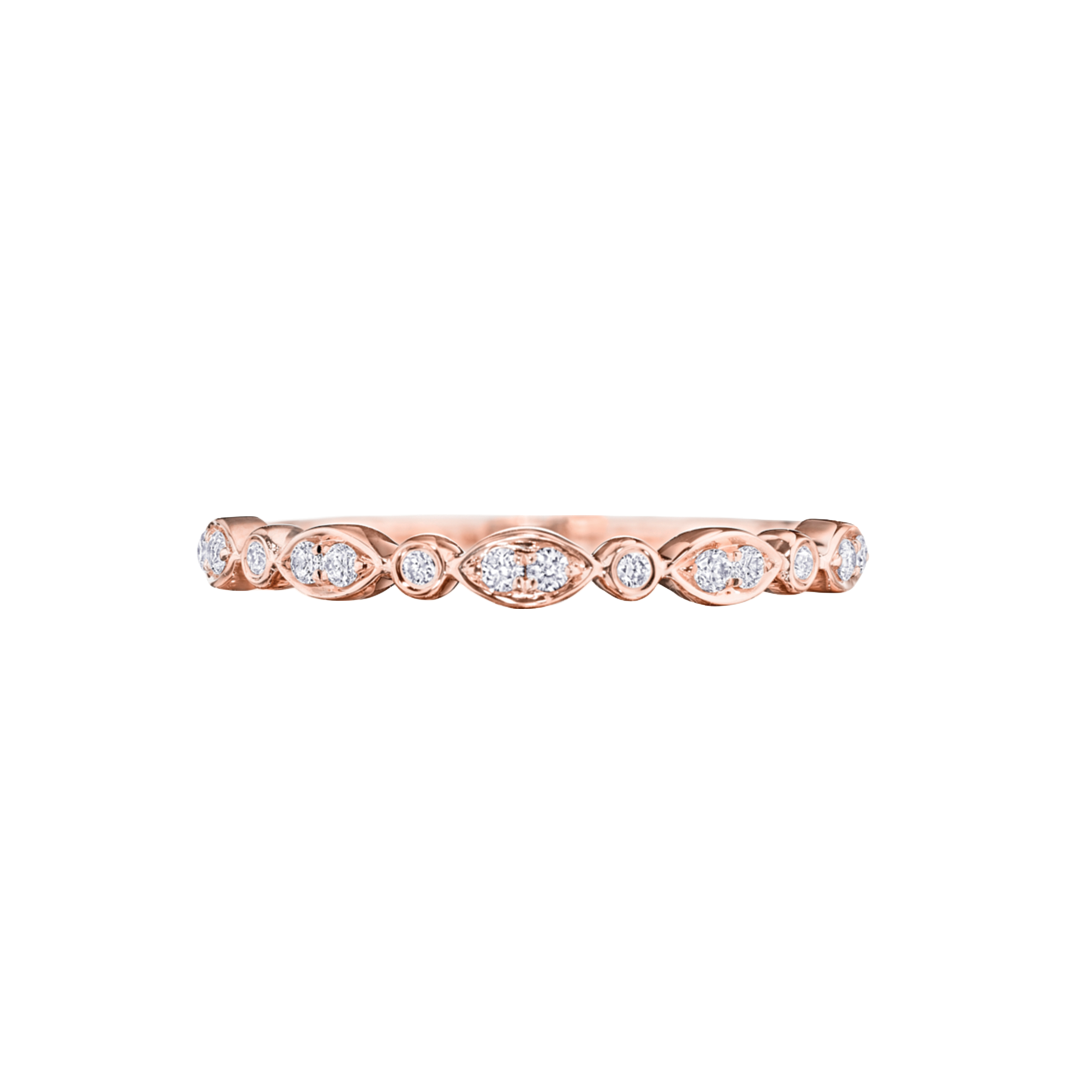 Round and Marquis Bezel Set Diamond Band in Rose Gold