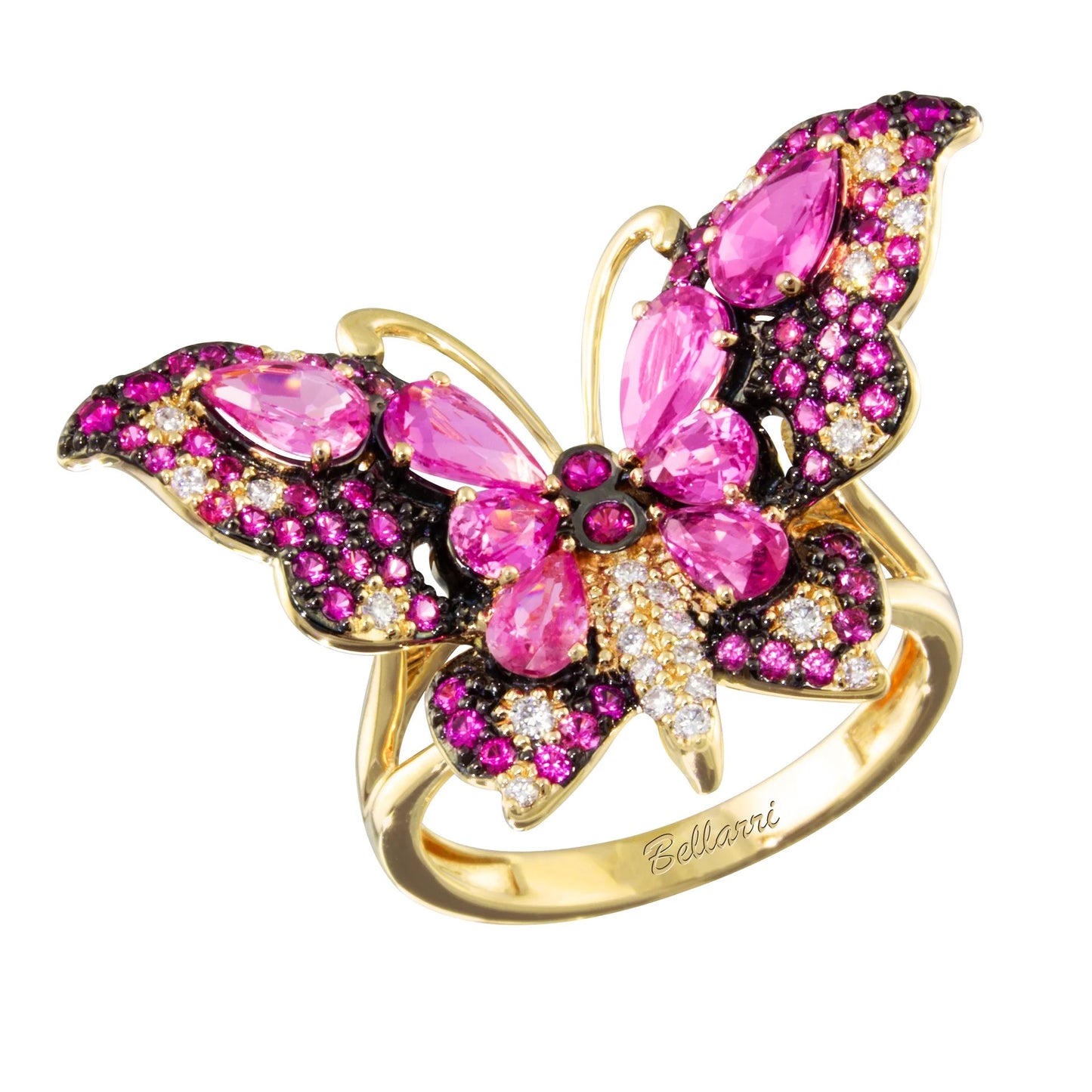 Butterfly Ring with Pink Sapphire and Diamonds