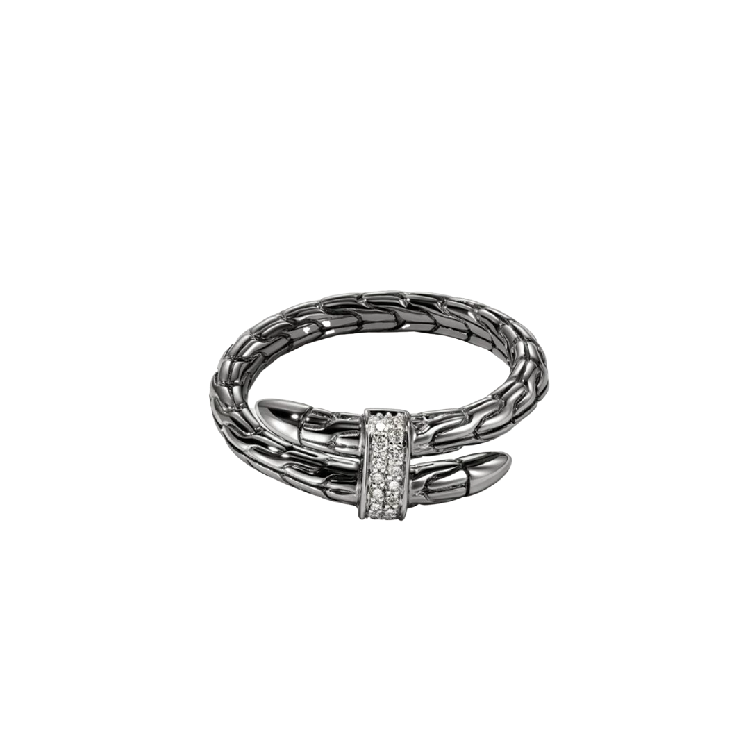 Dark Single Wrap Spear Ring with Diamonds