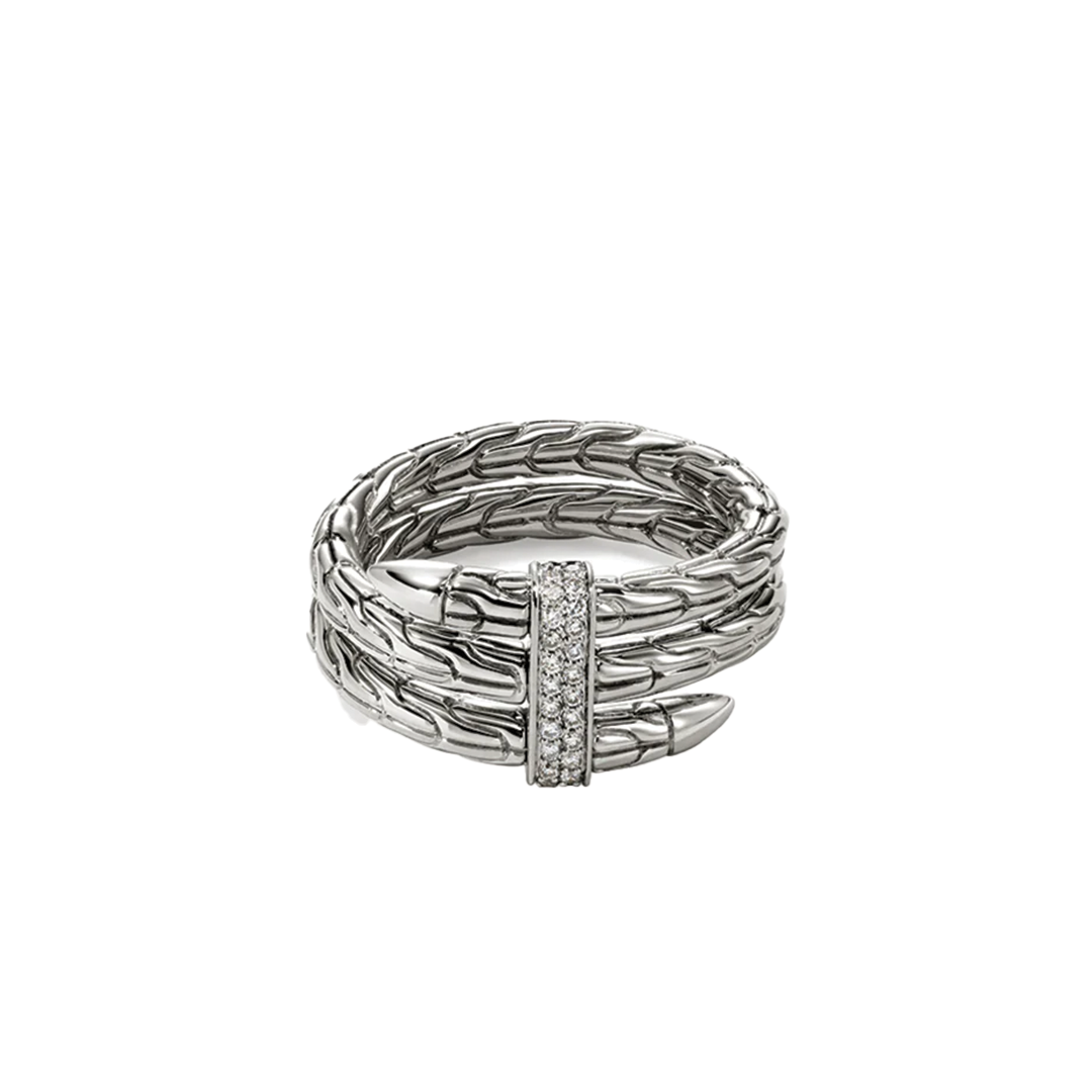 Wide Spear Ring with Diamonds