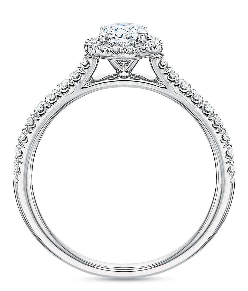 Round Halo Engagement Ring .75tw