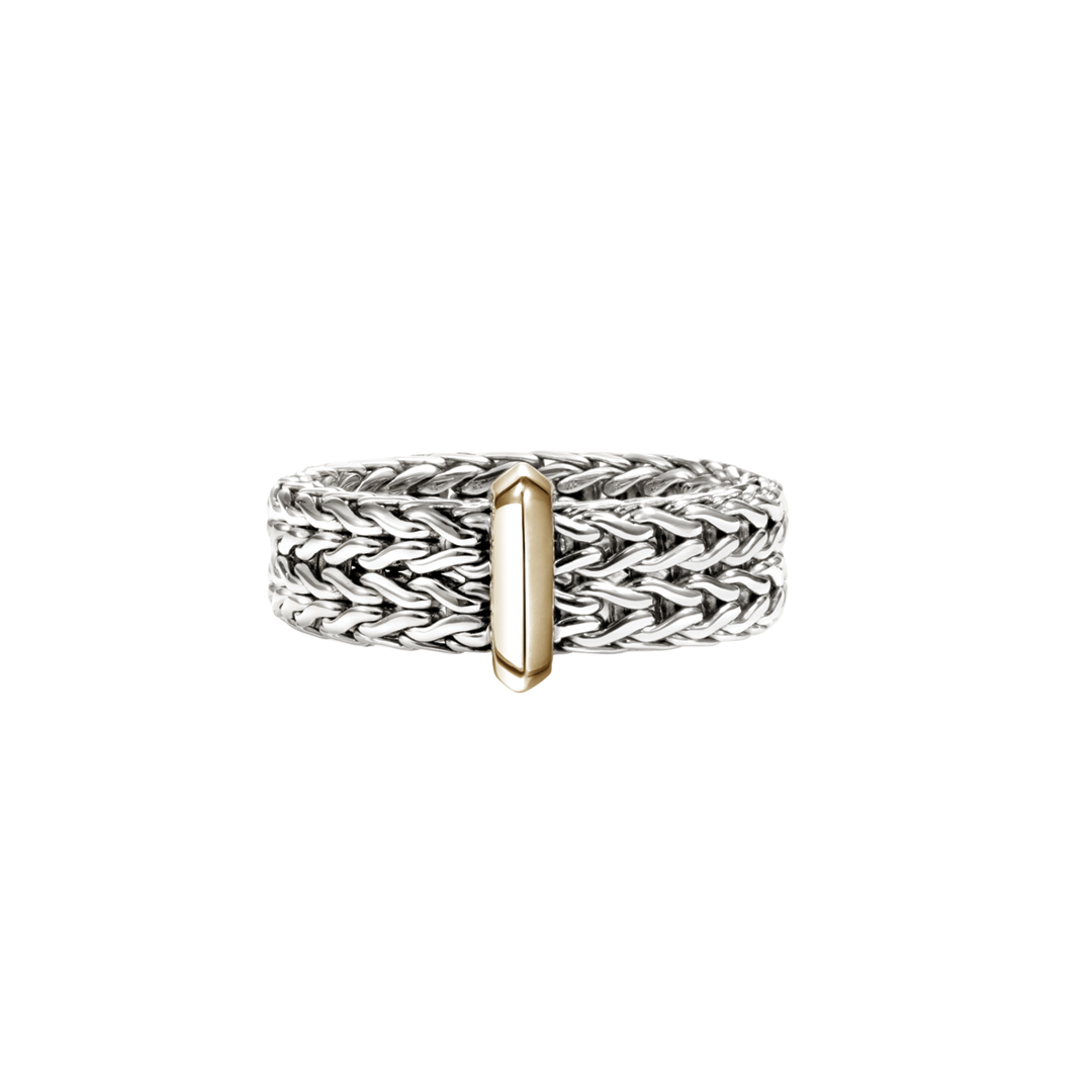 6mm Sterling Silver and Gold Icon Link Ring