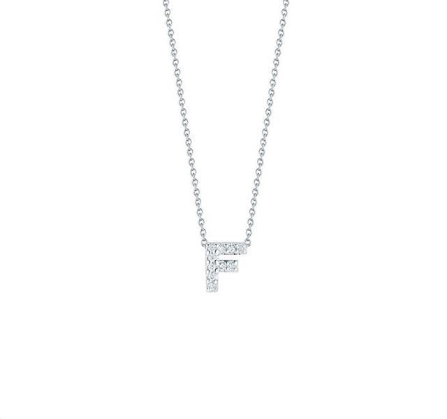 Tiny Treasures Diamond Love Letter "F" in White Gold