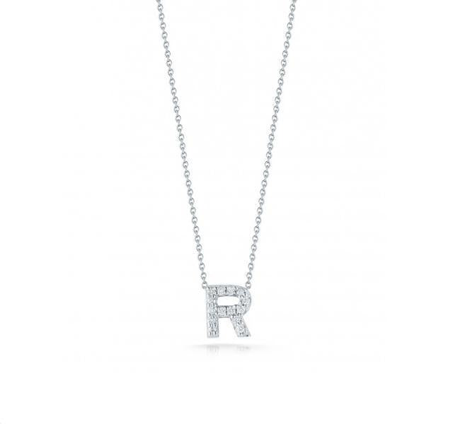 Tiny Treasures Diamond Love Letter "R" in White Gold