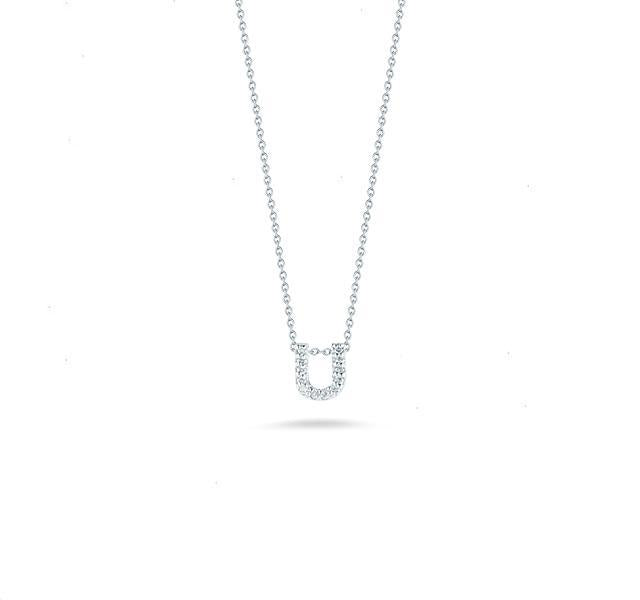 Tiny Treasures Diamond Love Letter "U" in White Gold