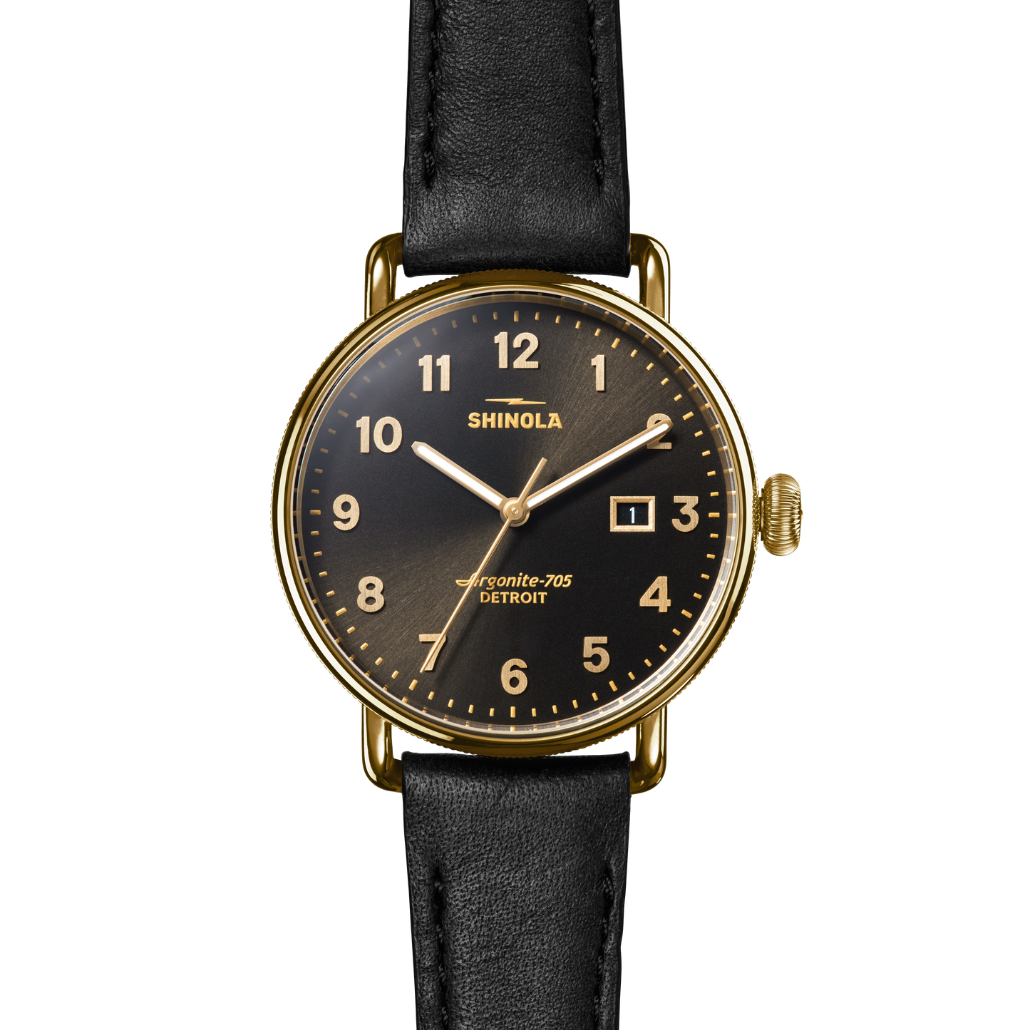 38mm Canfield 3-Hand Watch with Black Dial