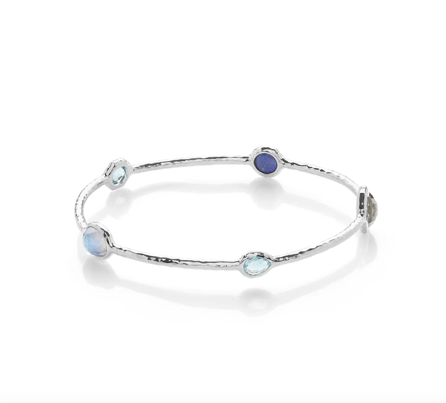 Silver Rock Crystal 5-Stone Bangle in Eclipse