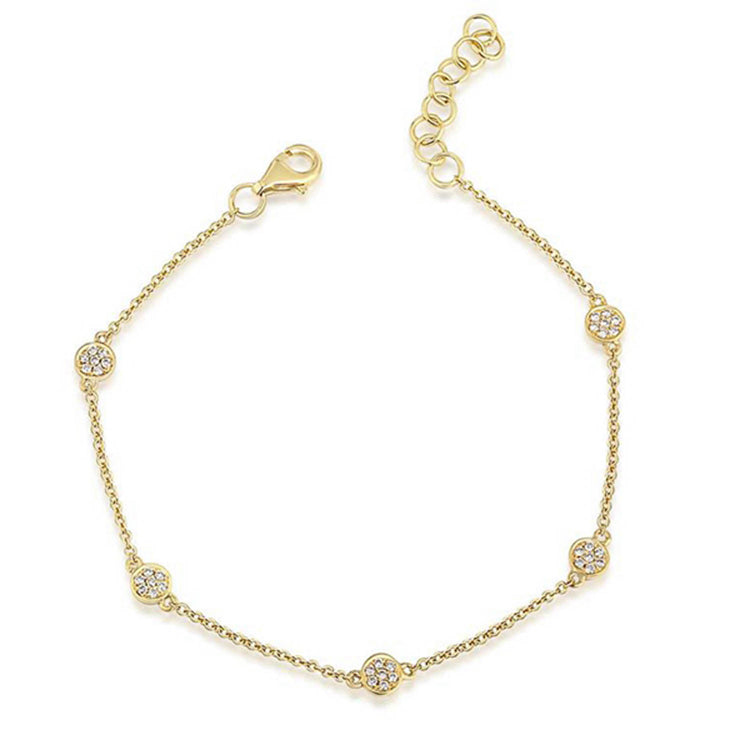 Diamond Disc Station Chain Bracelet