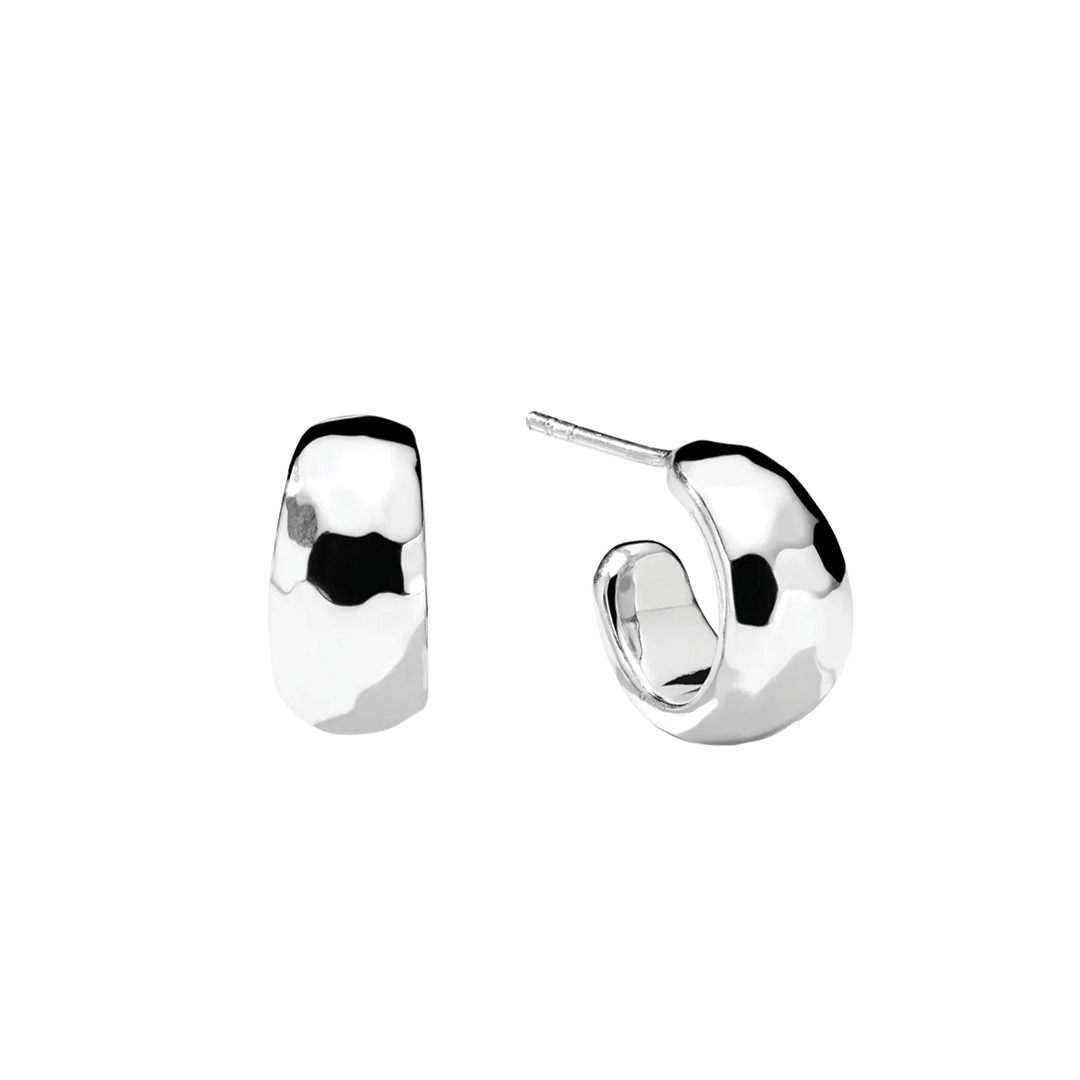'Classico' #1 Hammered Hoop Earrings with Tapered Ends