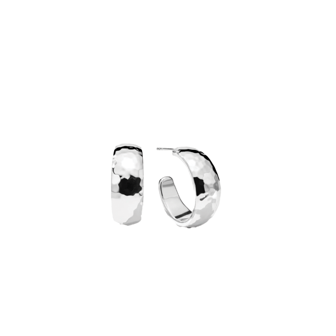 'Classico' #2 Hammered Hoop Earrings with Tapered Ends