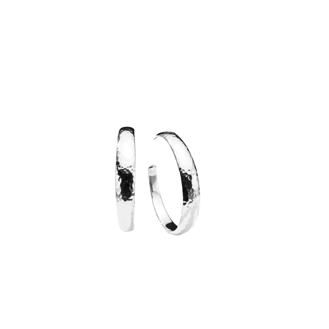 'Classico' #5 Hammered Hoop Earrings with Tapered Ends