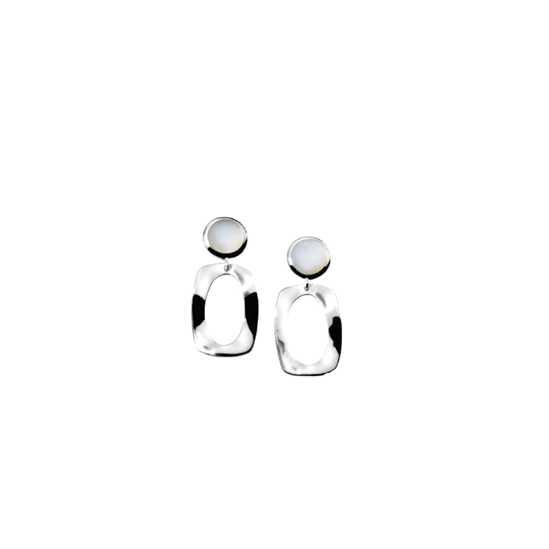 'Rock Candy' Small Dot and Frame Post Earrings with Mother of Pearl