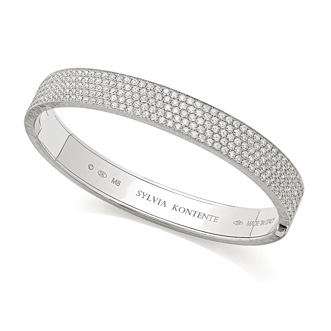 5-Row Diamond Oval Bracelet with Hand Engraved Finish