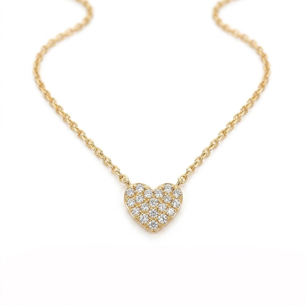 8mm Diamond Heart Necklace in Yellow Gold