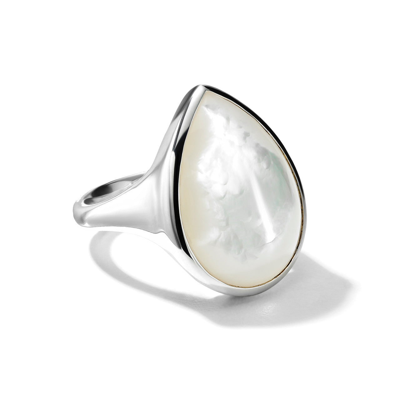 Polished Rock Candy Sculptured Teardrop Ring in Mother of Pearl