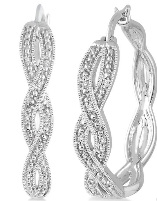 Diamond Infinity Hoops in Sterling Silver