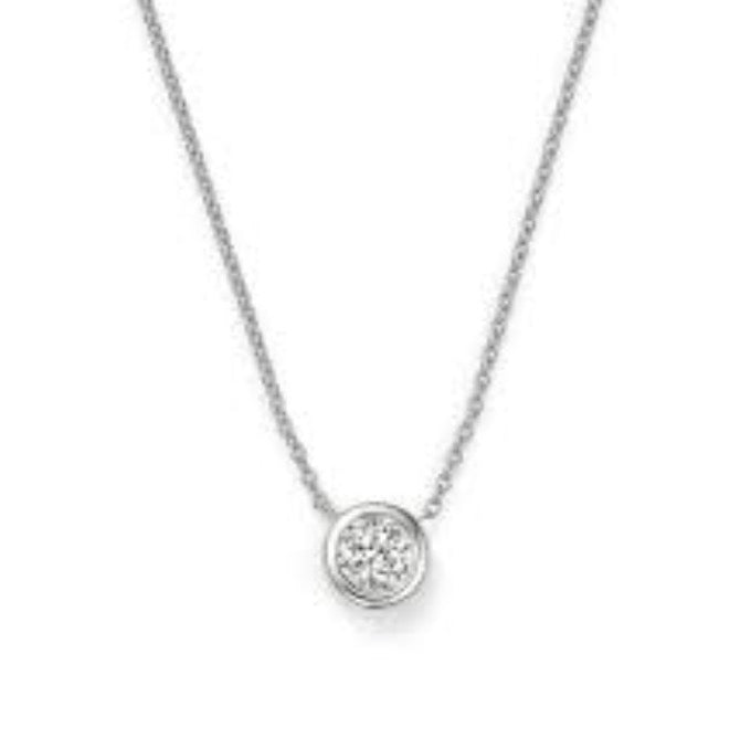Bezel Set Diamond Necklace in White Gold