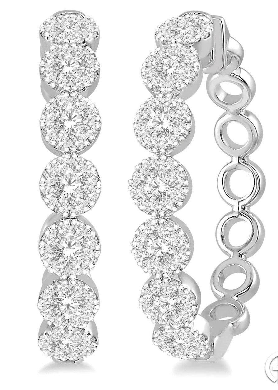 Diamond Hoop Earrings in White Gold