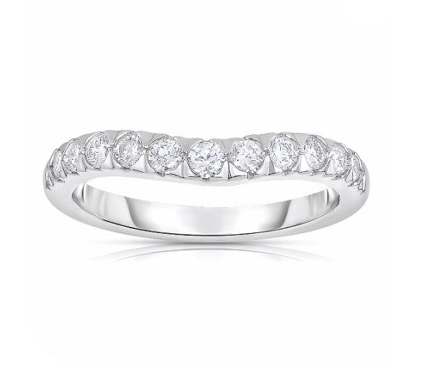 Halfway V-Shaped Prong Diamond Curved Band