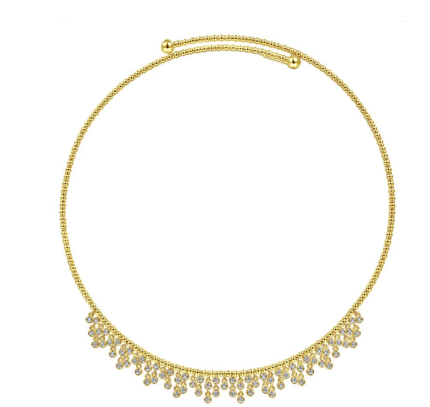 Beaded Choker Necklace with Diamonds