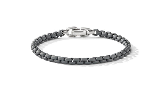 Box Chain Bracelet in Sterling Silver with Grey Stainless Steel
