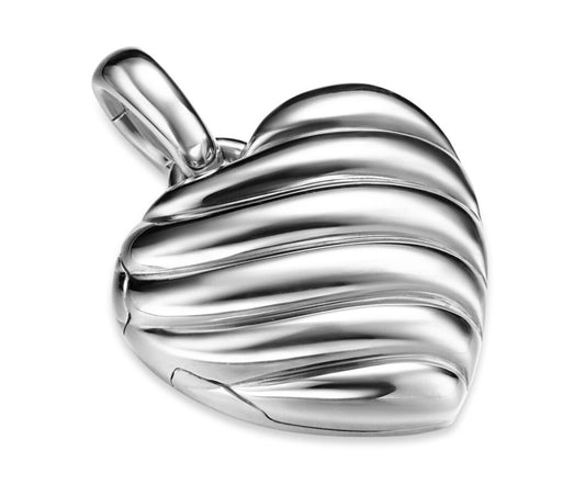 Sculpted Cable Heart Locket in Sterling Silver, 23mm