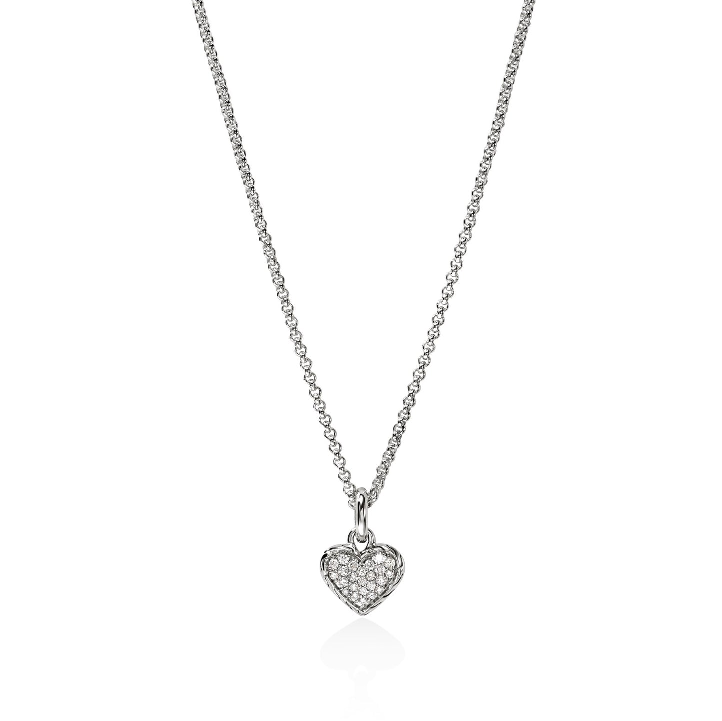 JOHN HARDY SS ESSENTIALS HEART DIAMOND PAVE PENDANT ON 1.5MM...
