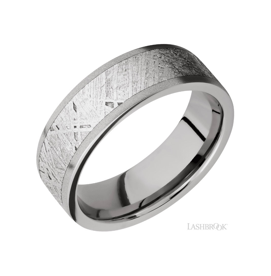 Titanium Band with Meteorite Inlay