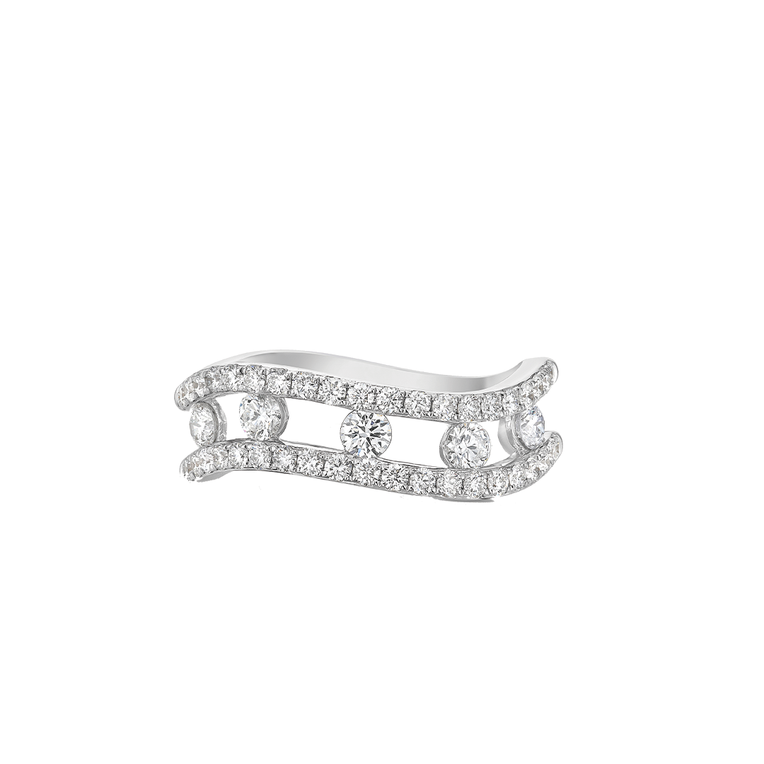 Floating Diamond Curved Ring