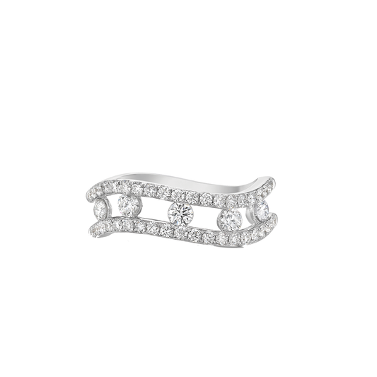 Floating Diamond Curved Ring