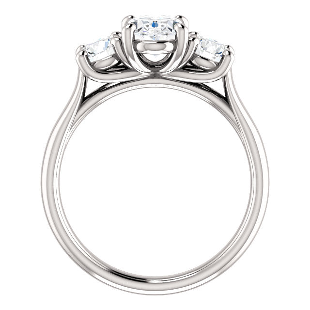 Three Stone Ring Setting for Center Oval