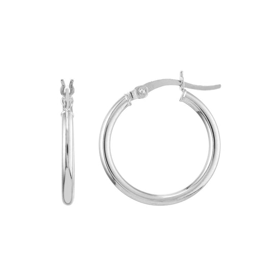 20mm Lightweight Hoop Earrings in White Gold