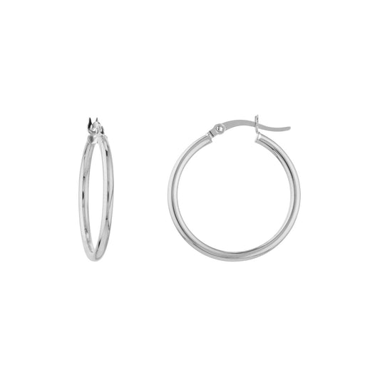 35mm Lightweight Hoop Earrings in White Gold