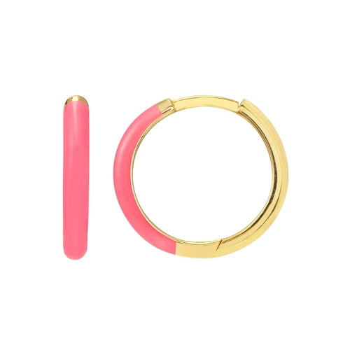 Pink Enamel Hoop Earrings