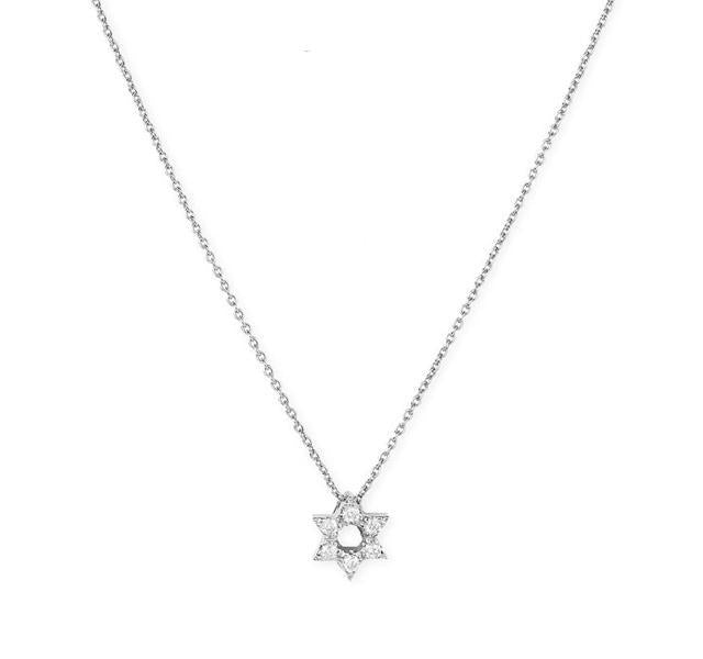 Tiny Treasure Star of David Necklace in White Gold