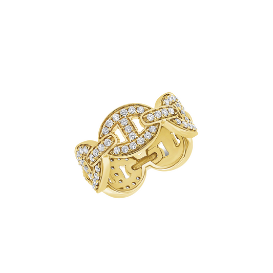 Diamond Link Ring in 14K Yellow Gold