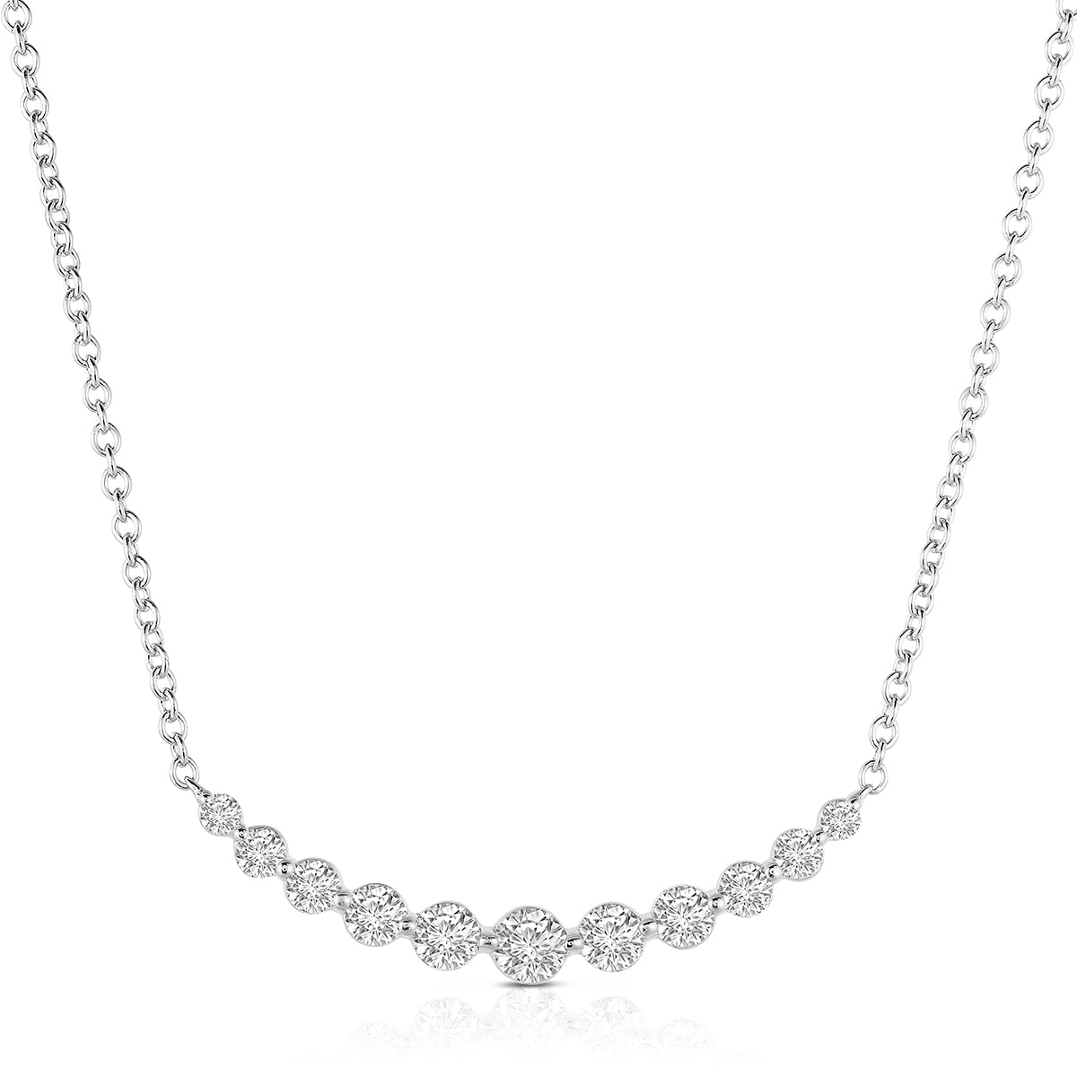 Curved Shared Prong Diamond Bar Necklace