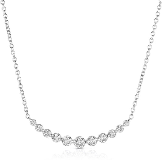 Curved Shared Prong Diamond Bar Necklace