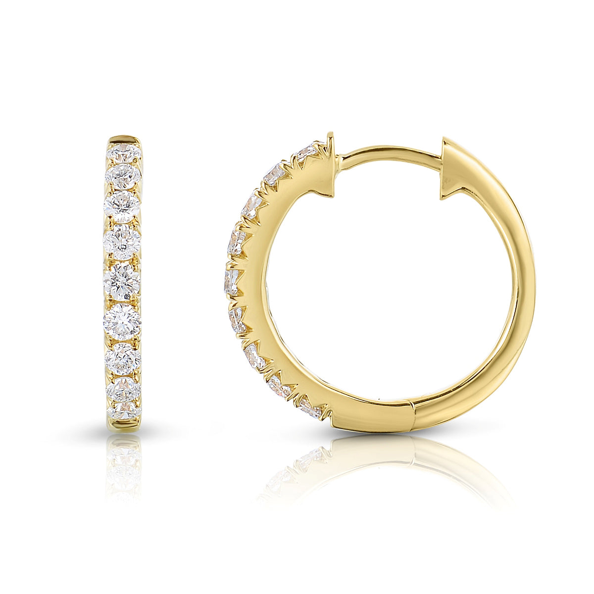 14k Yellow Gold French Cut Hoops