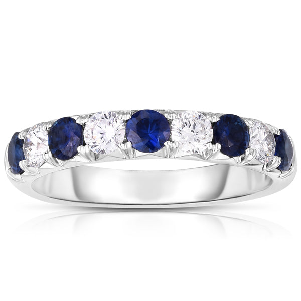 9-Stone Alternating Diamond and Sapphire Band, 1.12ctw