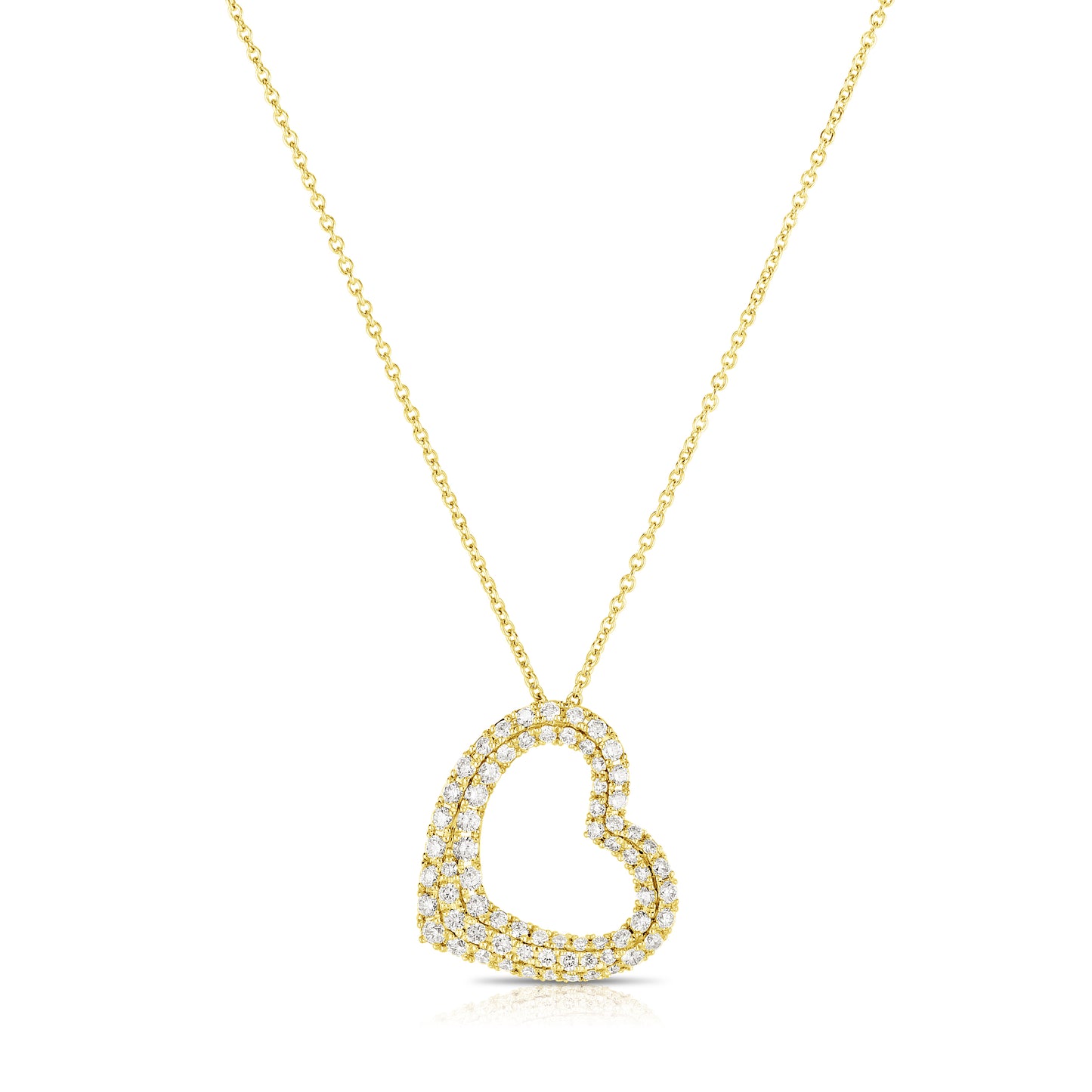 Pave Heart Pendant Necklace in Yellow Gold