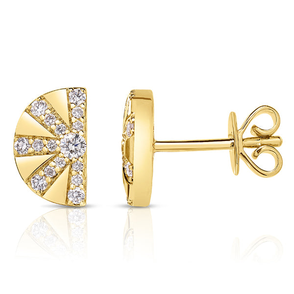 Half Moon Stud Earrings with Diamonds