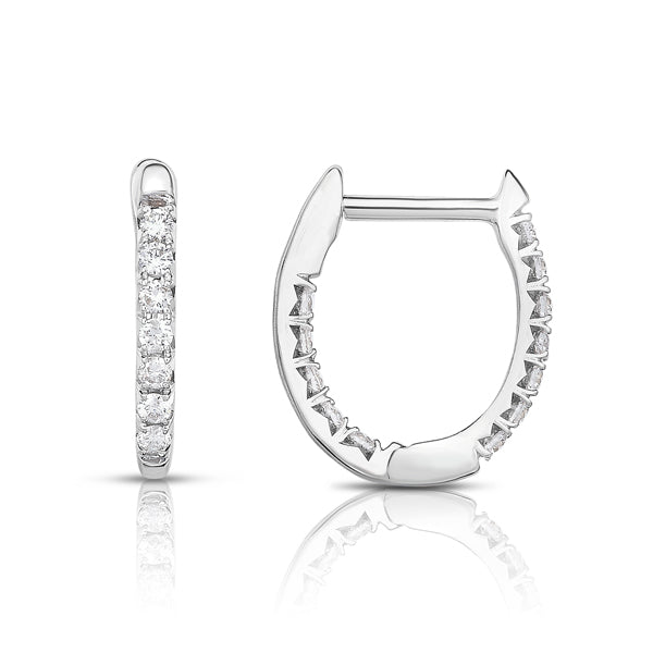 13mm Oval Huggie Hoop Earrings with Diamonds